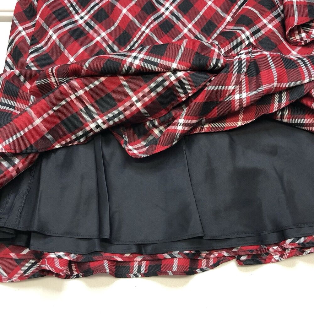 Lauren Ralph Lauren Skirt Red Tartan Plaid Ruffles Knee Length Pull On Women L - Picture 9 of 9